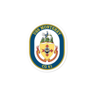 USS Monterey (CG-61) Ship's Crest Vinyl Sticker