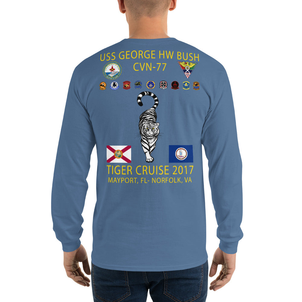 USS George H.W. Bush (CVN-77) 2017 Long Sleeve Tiger Cruise Shirt
