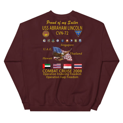 USS Abraham Lincoln (CVN-72) 2008 Cruise Sweatshirt - Family