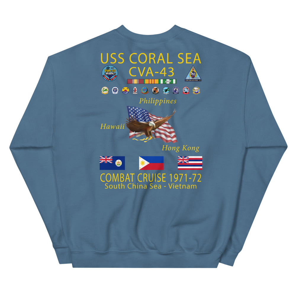 USS Coral Sea (CVA-43) 1971-72 Cruise Sweatshirt