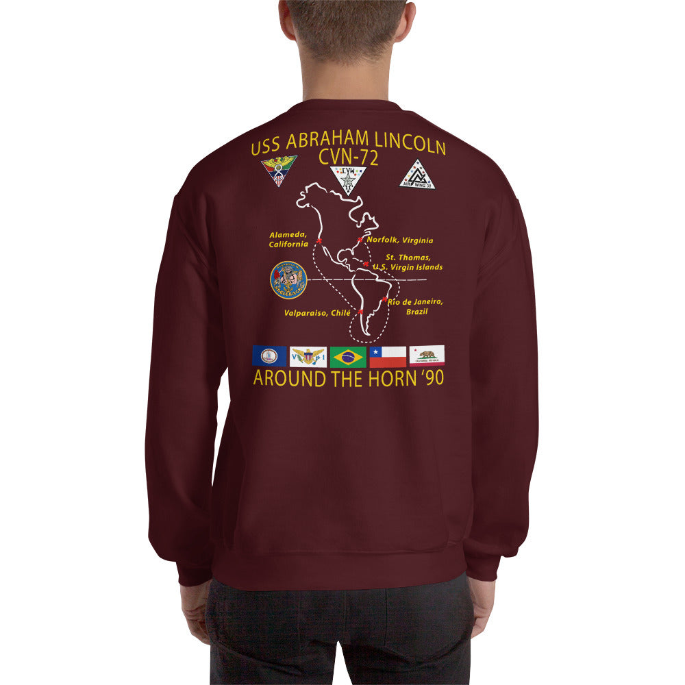 USS Abraham Lincoln (CVN-72) 1990 Around The Horn Cruise Sweatshirt