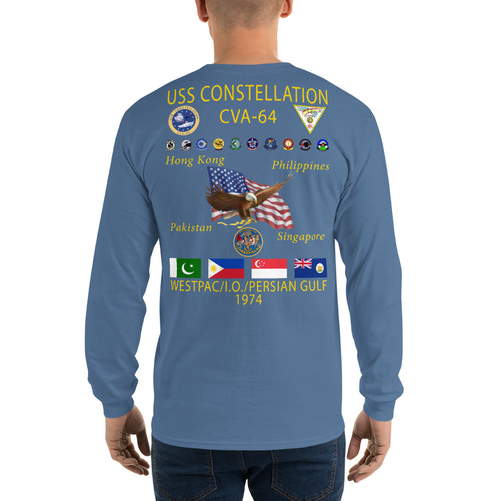 USS Constellation (CVA-64) 1974 Long Sleeve Cruise Shirt