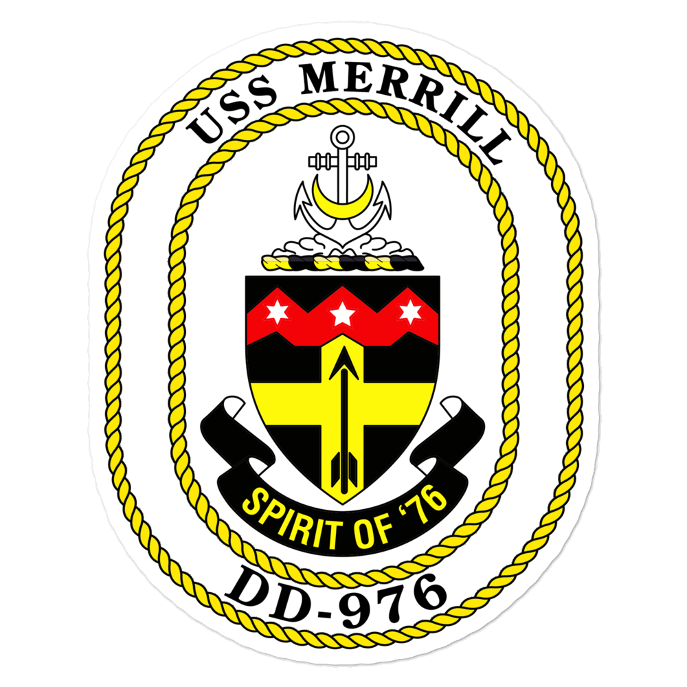 USS Merrill (DD-976) Ship's Crest Vinyl Sticker