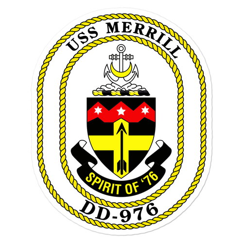 USS Merrill (DD-976) Ship's Crest Vinyl Sticker