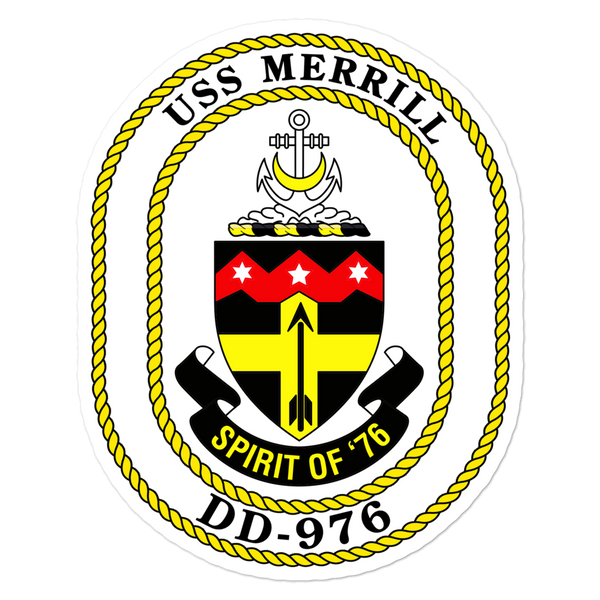 USS Merrill (DD-976) Ship's Crest Vinyl Sticker