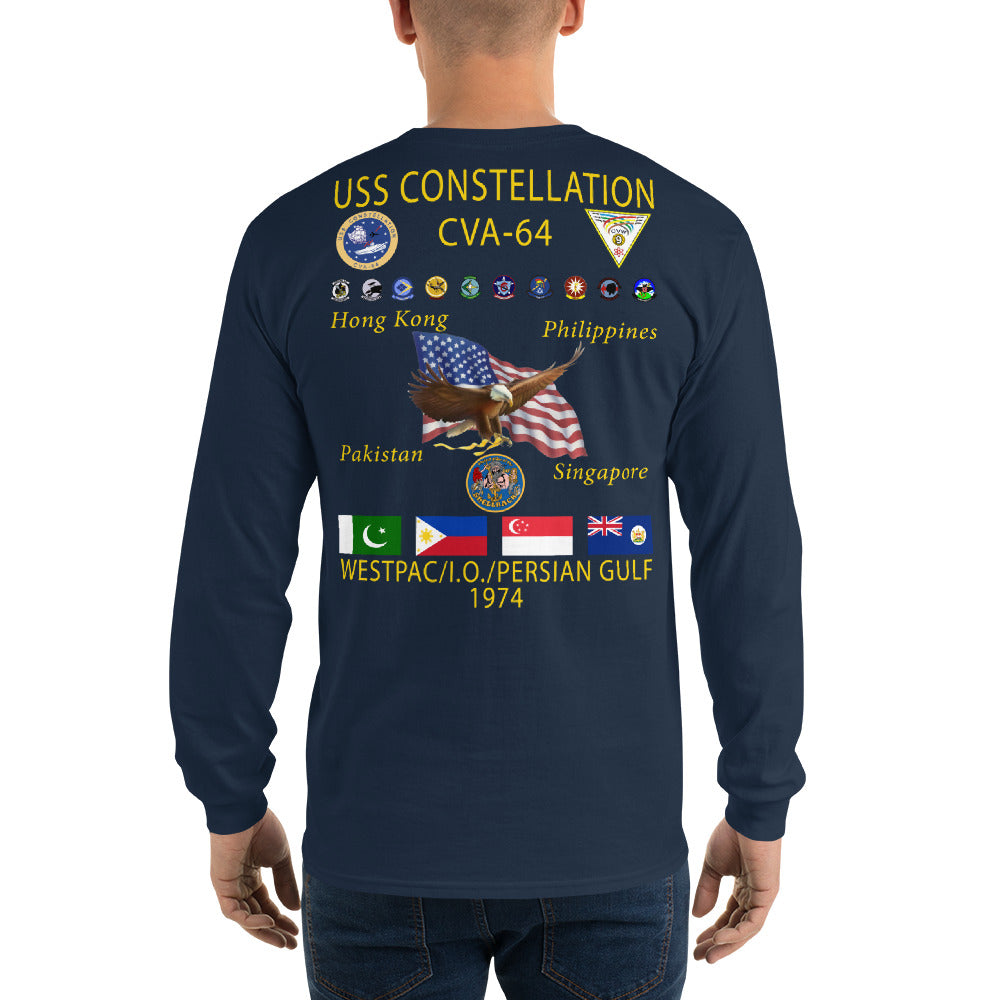 USS Constellation (CVA-64) 1974 Long Sleeve Cruise Shirt