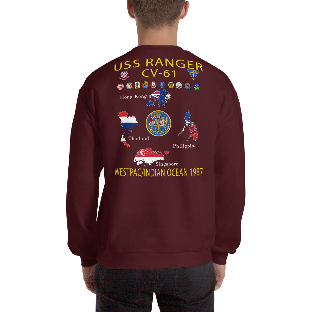 USS Ranger (CV-61) 1987 Cruise Sweatshirt - Map