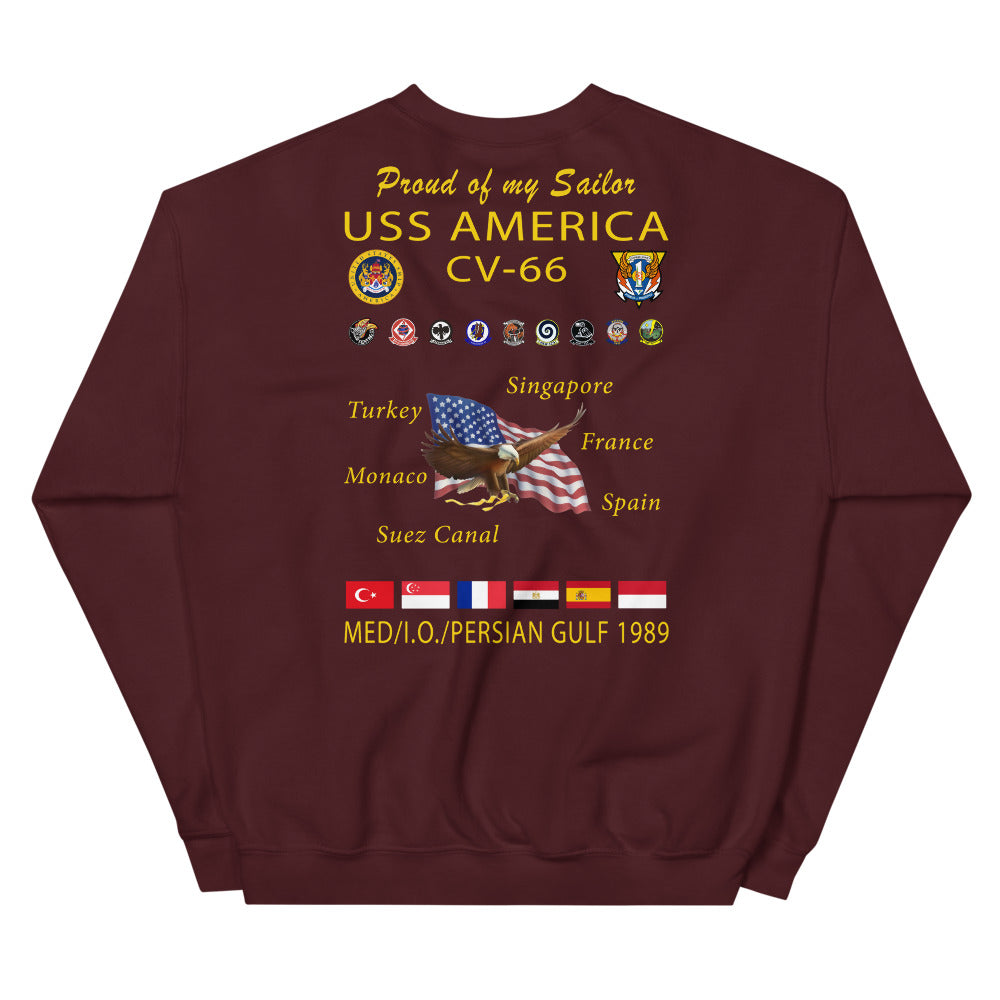 USS America (CV-66) 1989 Cruise Sweatshirt - FAMILY