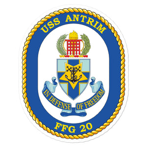 USS Antrim (FFG-20) Ship's Crest Vinyl Sticker
