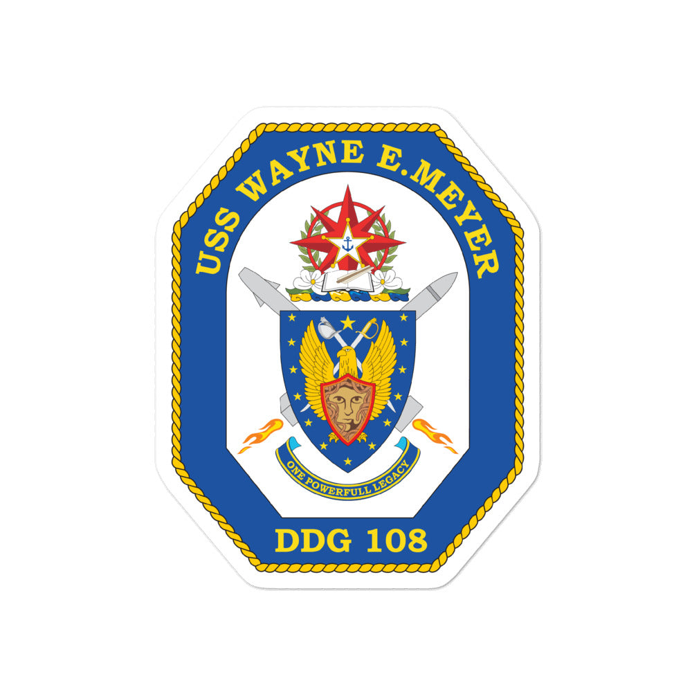 USS Wayne E. Meyer (DDG-108) Ship's Crest Vinyl Sticker