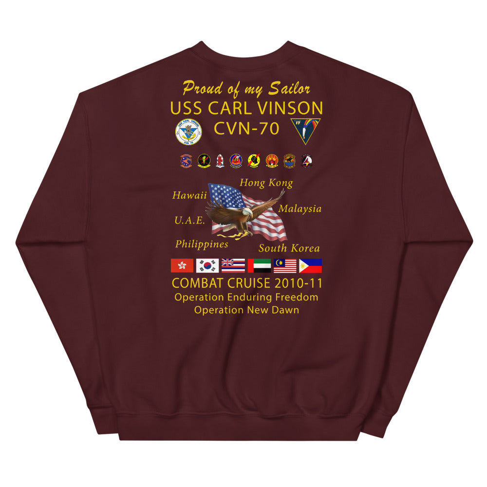 USS Carl Vinson (CVN-70) 2010-11 Cruise Sweatshirt - FAMILY