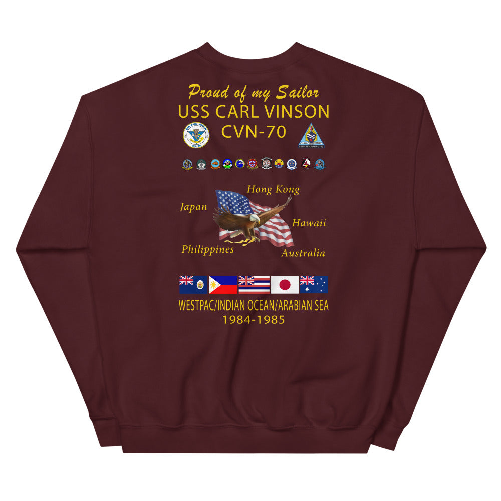 USS Carl Vinson (CVN-70) 1984-85 Cruise Sweatshirt - Family