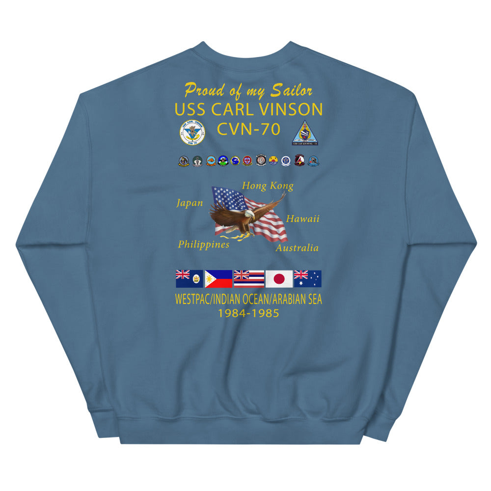 USS Carl Vinson (CVN-70) 1984-85 Cruise Sweatshirt - Family