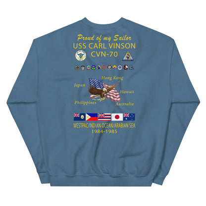 USS Carl Vinson (CVN-70) 1984-85 Cruise Sweatshirt - Family