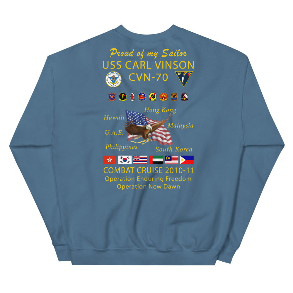 USS Carl Vinson (CVN-70) 2010-11 Cruise Sweatshirt - FAMILY