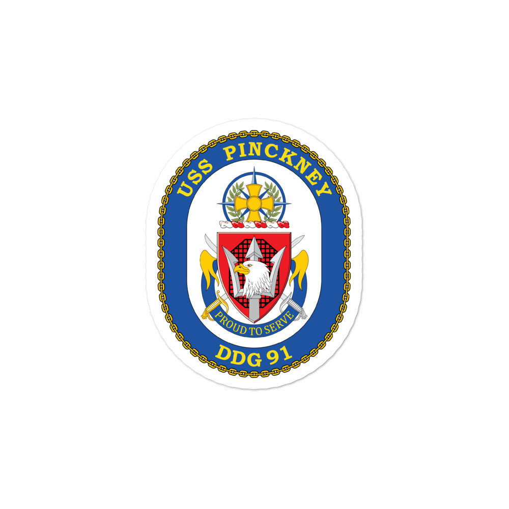 USS Pinckney (DDG-91) Ship's Crest Vinyl Sticker