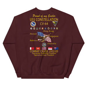 USS Constellation (CV-64) 2002-03 Cruise Sweatshirt - FAMILY