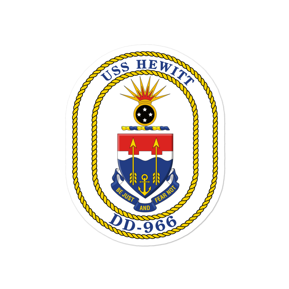USS Hewitt (DD-966) Ship's Crest Vinyl Sticker