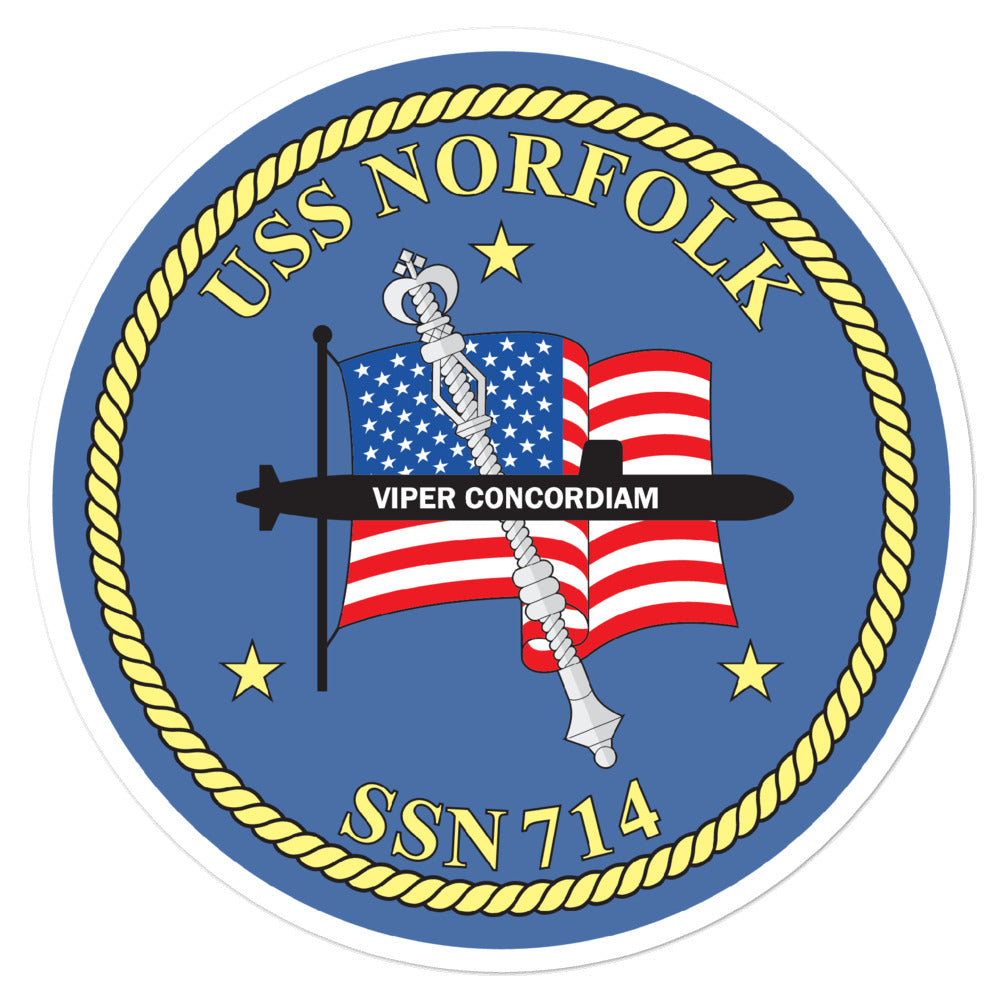 USS Norfolk (SSN-714) Ship's Crest Vinyl Sticker