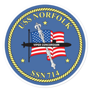 USS Norfolk (SSN-714) Ship's Crest Vinyl Sticker