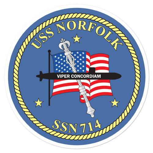 USS Norfolk (SSN-714) Ship's Crest Vinyl Sticker