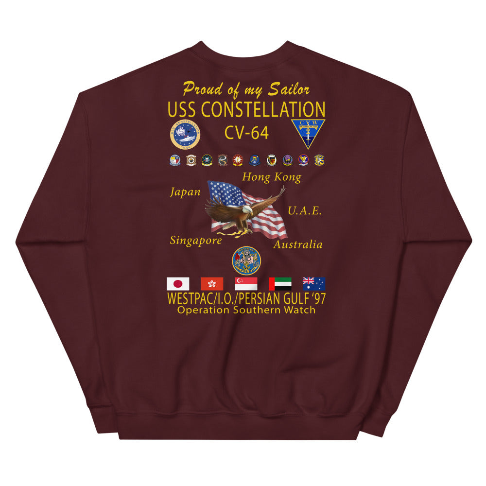 USS Constellation (CV-64) 1997 Cruise Sweatshirt - FAMILY