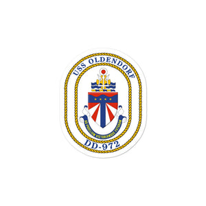 USS Oldendorf (DD-972) Ship's Crest Vinyl Sticker