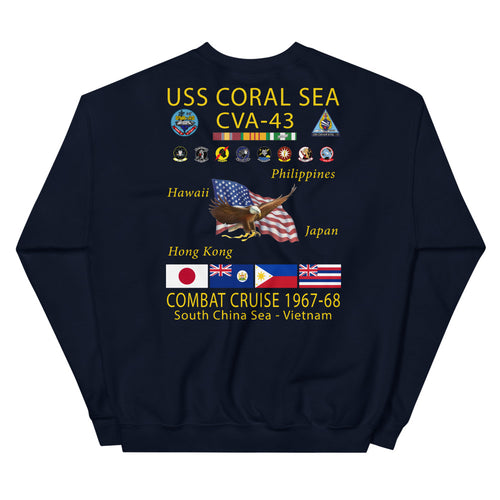 USS Coral Sea (CVA-43) 1967-68 Cruise Sweatshirt