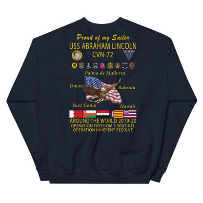 USS Abraham Lincoln (CVN-72) 2019-20 Cruise Sweatshirt - Family