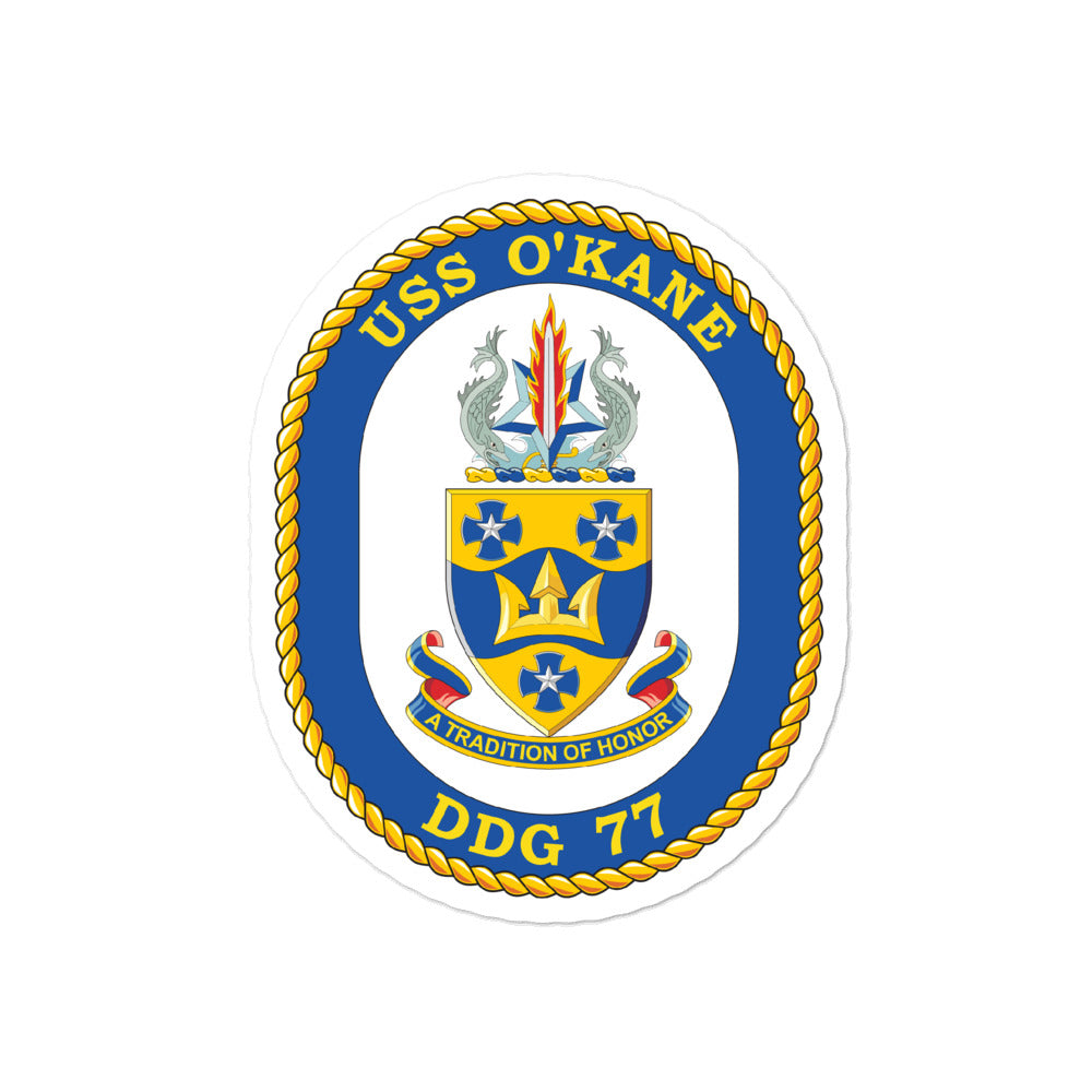 USS O'Kane (DDG-77) Ship's Crest Vinyl Sticker