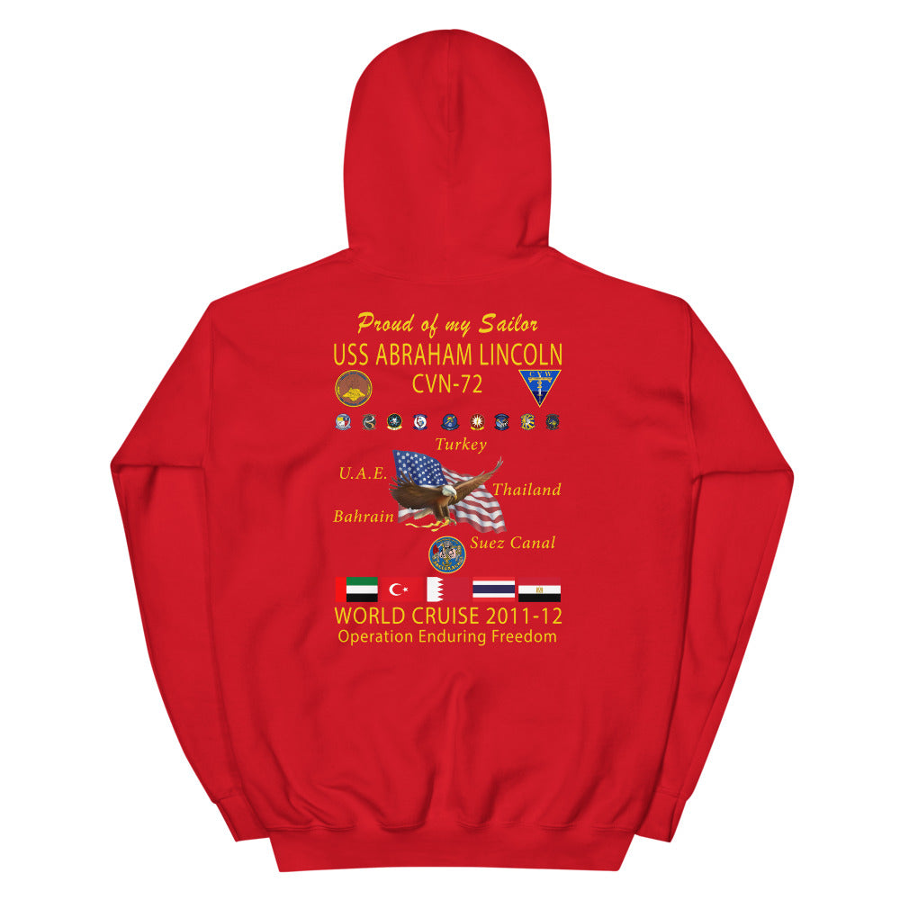 USS Abraham Lincoln (CVN-72) 2011-12 Cruise Hoodie - Family