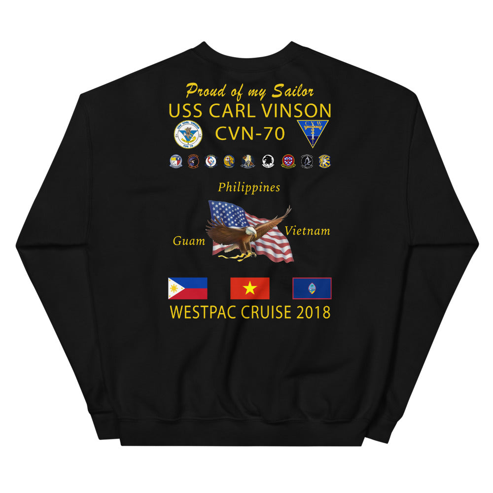 USS Carl Vinson (CVN-70) 2018 Cruise Sweatshirt - FAMILY
