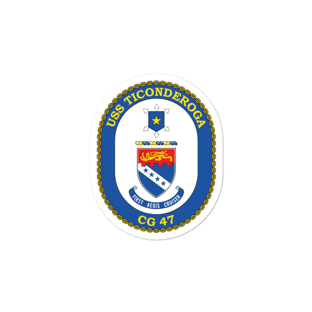 USS Ticonderoga (CG-47) Ship's Crest Vinyl Sticker