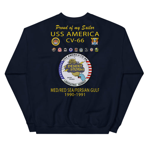 USS America (CV-66) 1990-91 Cruise Sweatshirt ver 2 - FAMILY