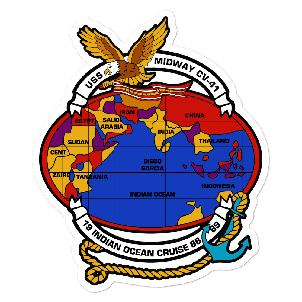 USS Midway (CV-41) Indian Ocean Cruise 1988-89 Vinyl Sticker