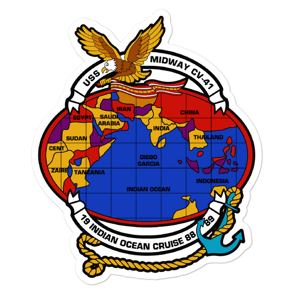 USS Midway (CV-41) Indian Ocean Cruise 1988-89 Vinyl Sticker