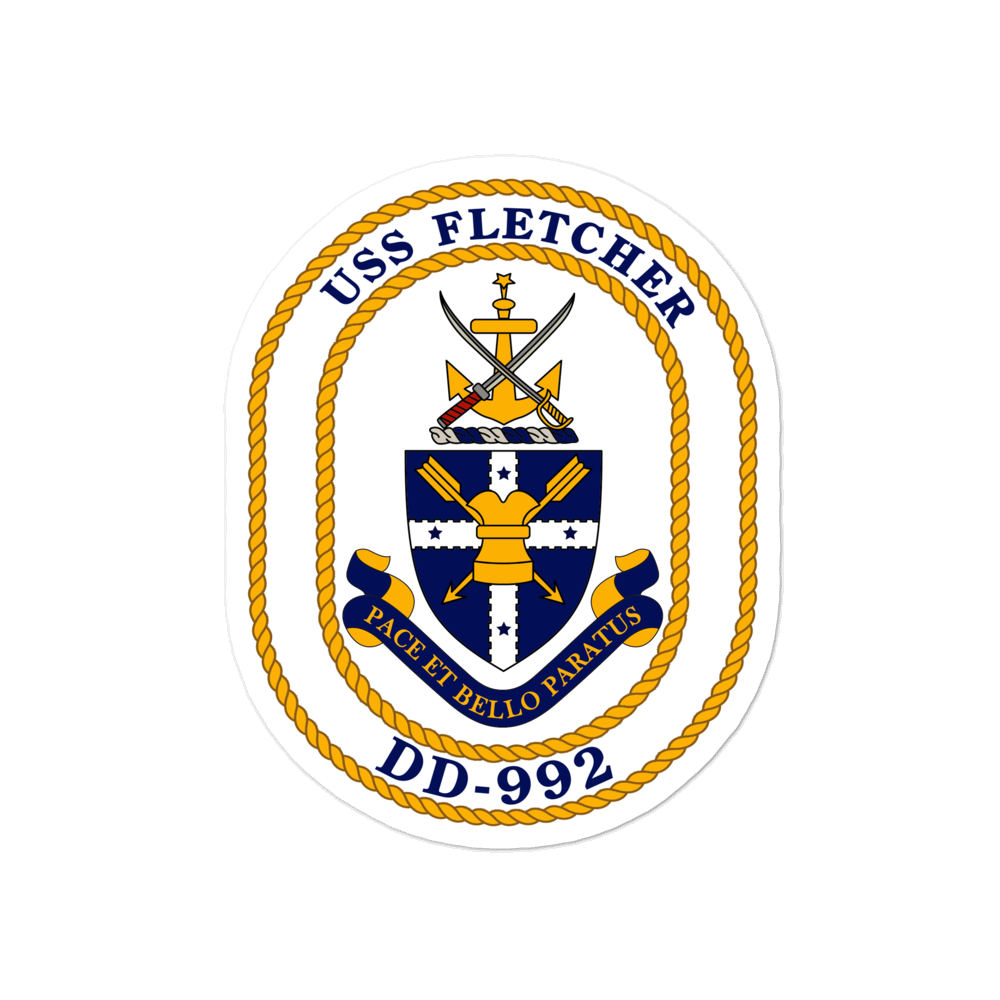 USS Fletcher (DD-992) Ship's Crest Vinyl Sticker