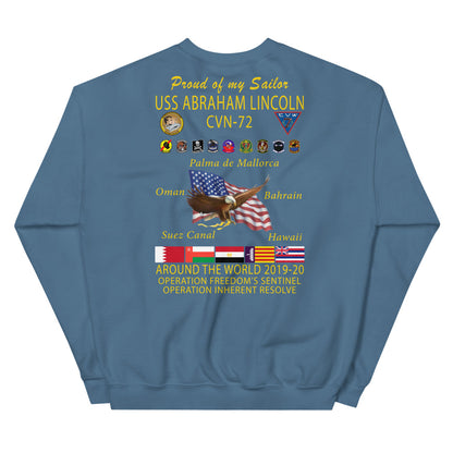 USS Abraham Lincoln (CVN-72) 2019-20 Cruise Sweatshirt - Family