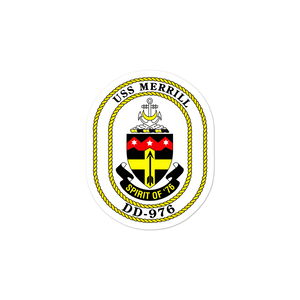 USS Merrill (DD-976) Ship's Crest Vinyl Sticker