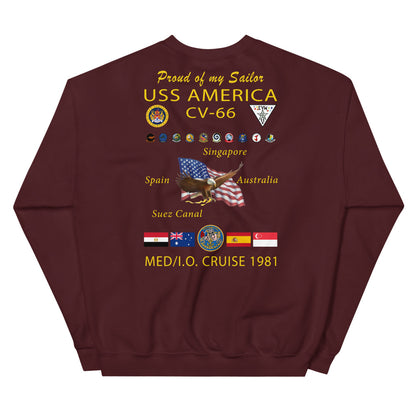 USS America (CV-66) 1981 Cruise Sweatshirt - FAMILY