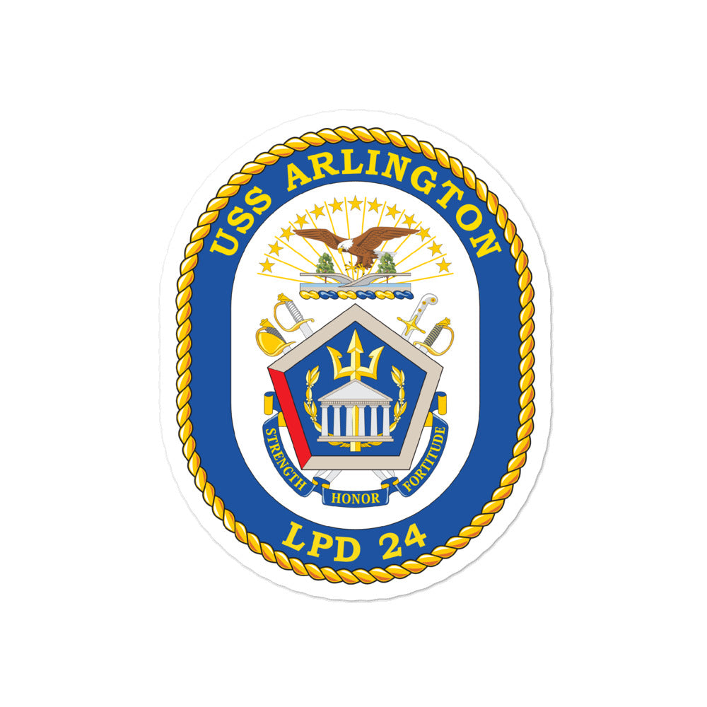 USS Arlington (LPD-24) Ship's Crest Vinyl Sticker