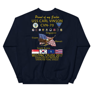 USS Carl Vinson (CVN-70) 2017 Cruise Sweatshirt - FAMILY