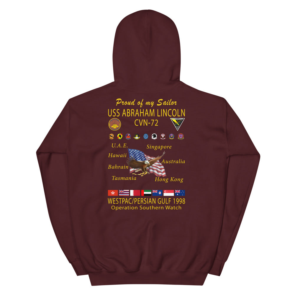 USS Abraham Lincoln (CVN-72) 1998 Cruise Hoodie - Family