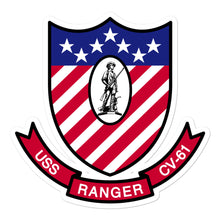 Load image into Gallery viewer, USS Ranger (CV-61) Ship&#39;s Crest Vinyl Sticker