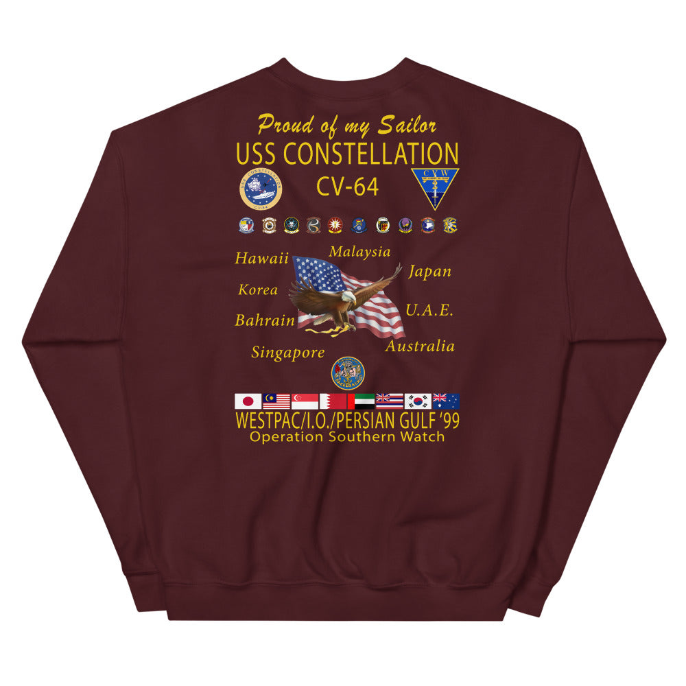 USS Constellation (CV-64) 1999 Cruise Sweatshirt - FAMILY