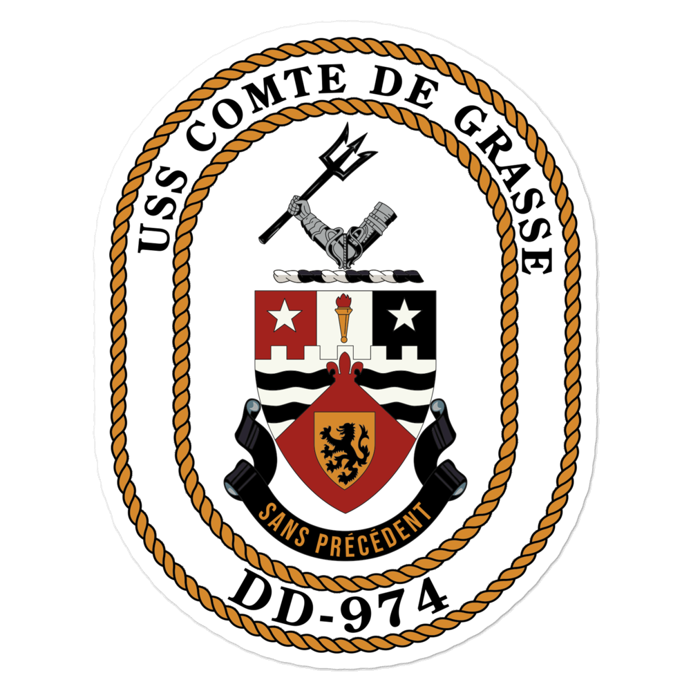 USS Comte De Grasse (DD-974) Ship's Crest Vinyl Sticker
