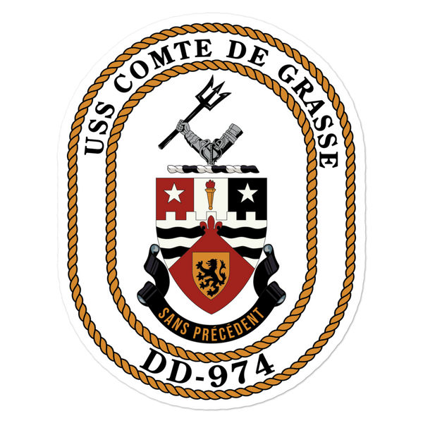 USS Comte De Grasse (DD-974) Ship's Crest Vinyl Sticker