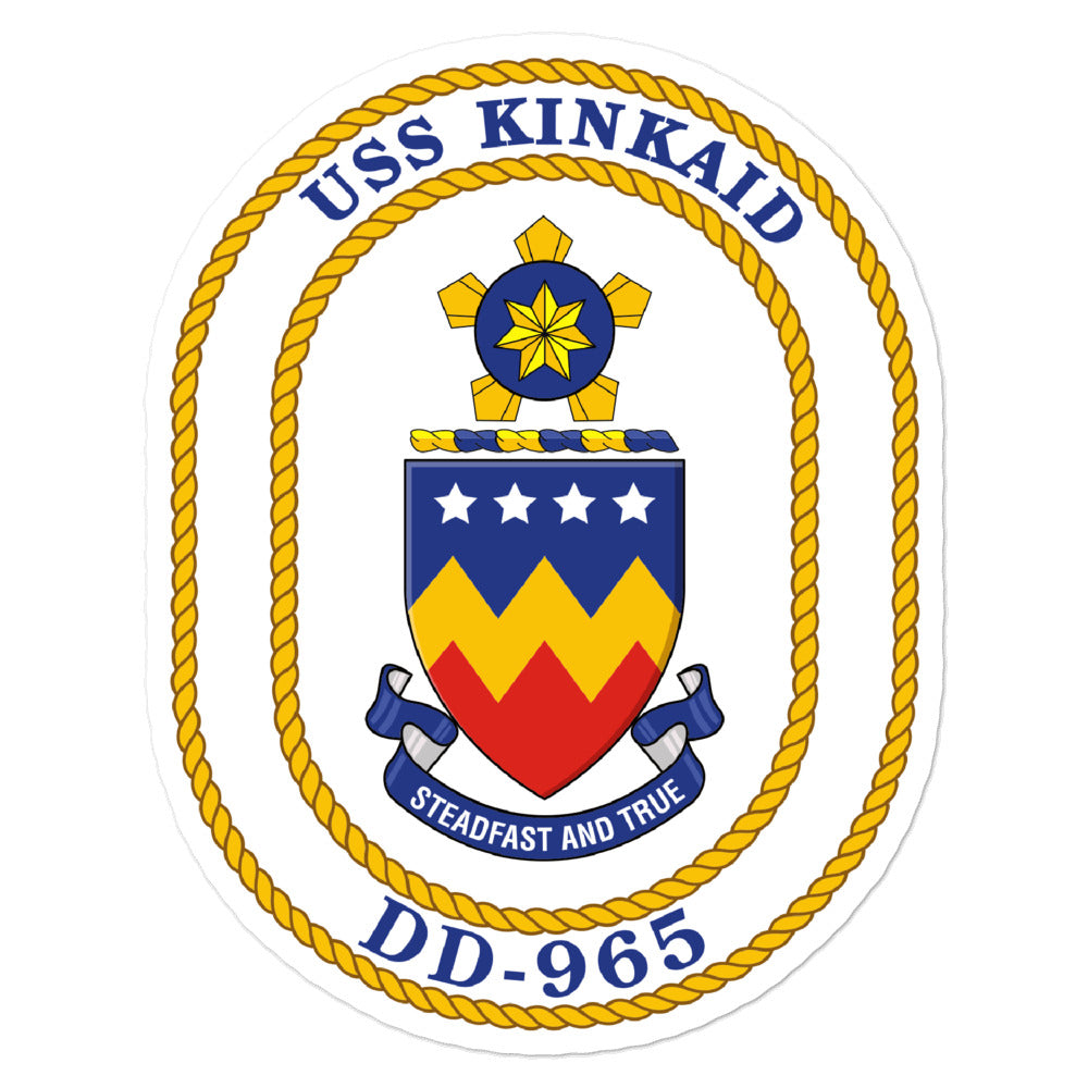 USS Kinkaid (DD-965) Ship's Crest Vinyl Sticker