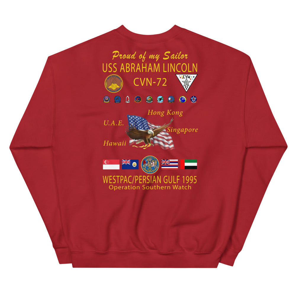 USS Abraham Lincoln (CVN-72) 1995 Cruise Sweatshirt - FAMILY