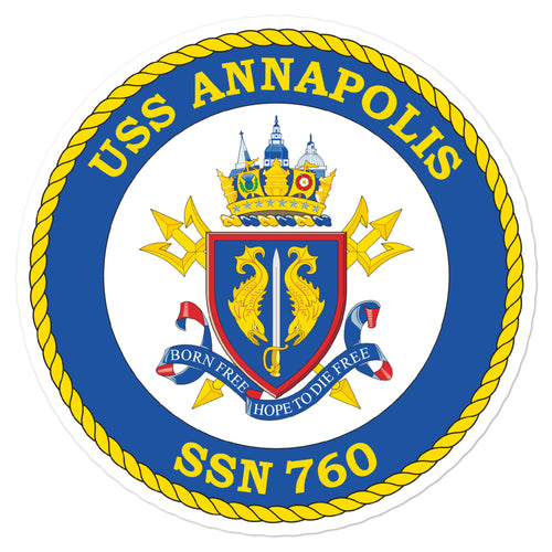 USS Annapolis (SSN-760) Ship's Crest Vinyl Sticker